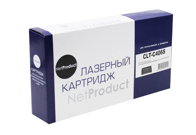 Тонер-картридж NetProduct (N-CLT-C406S) для Samsung CLP-360/365/368/CLX-3300/3305, C, 1K