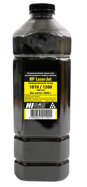 Тонер Hi-Black Универсальный для HP LJ 1010/1200, Тип 2.6, Bk, 1 кг, канистра